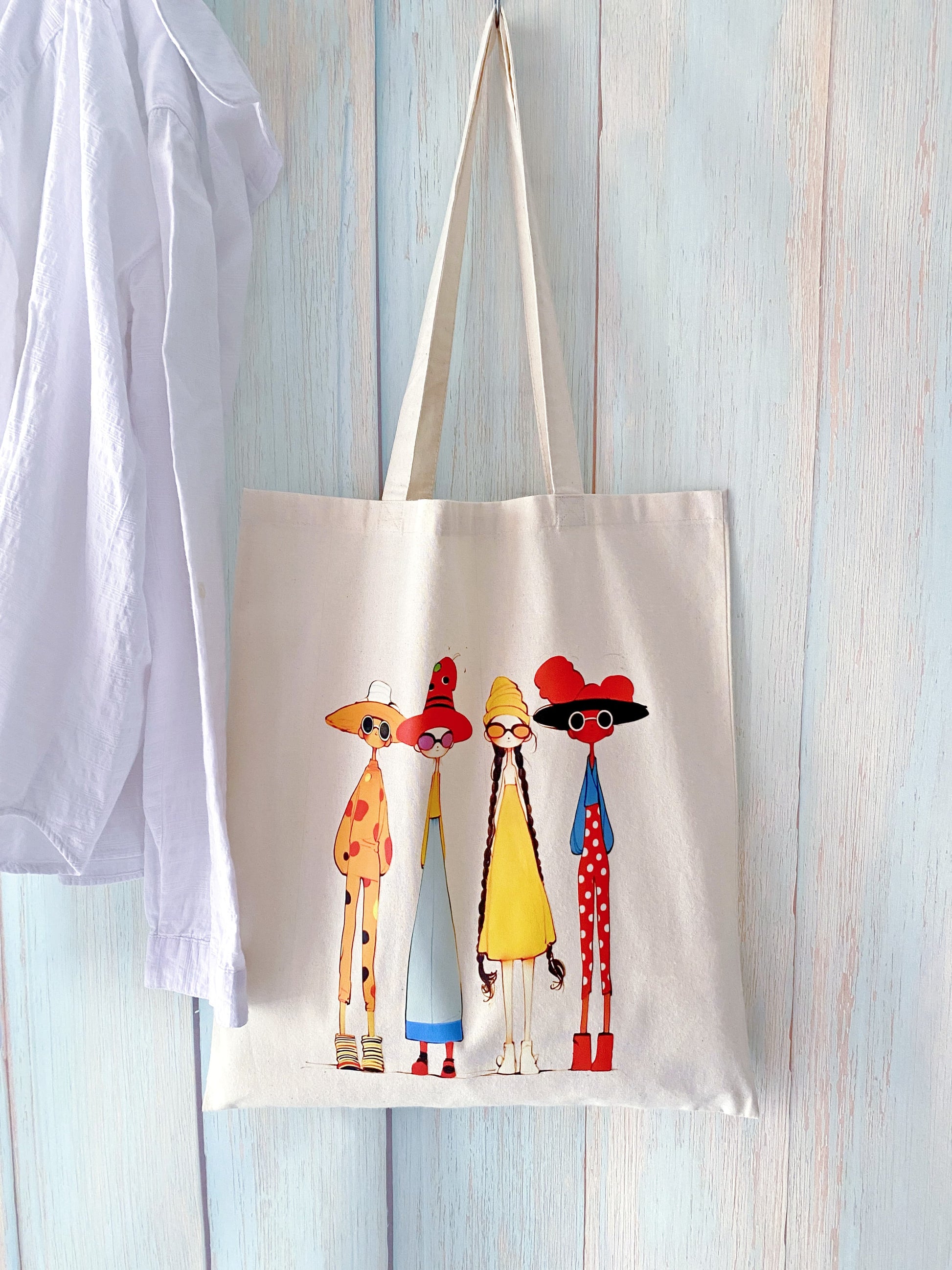 Large capacity cotton tote bag for organic farmers market shopping