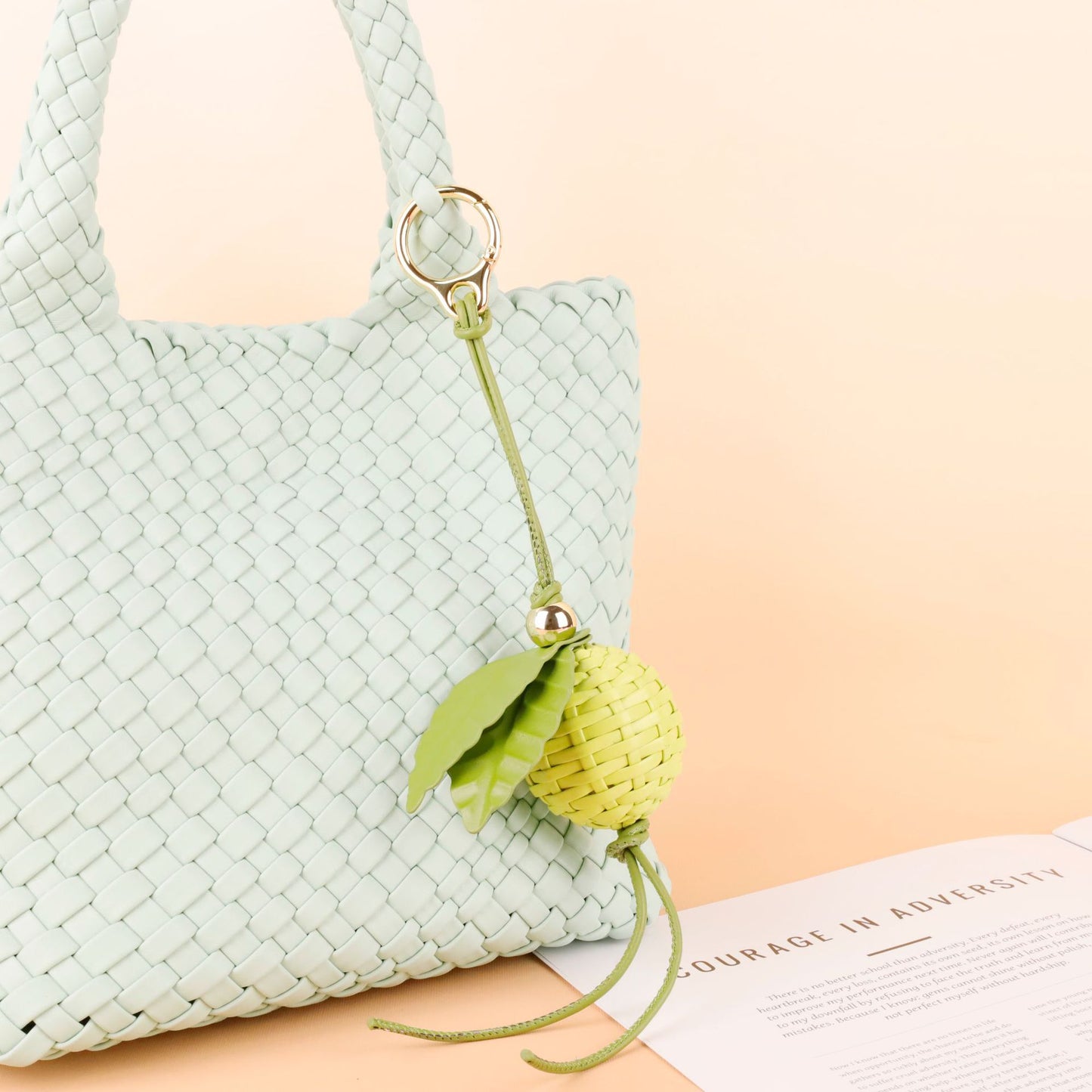 Small leaf keychain charm for everyday bags