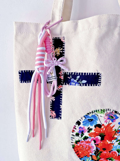 Close-up of hand-stitched fabric layers on a high-quality sustainable bag.