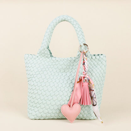 Handmade heart charm with a PU tassel