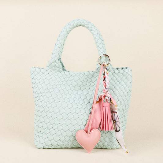 Handmade heart charm with a PU tassel