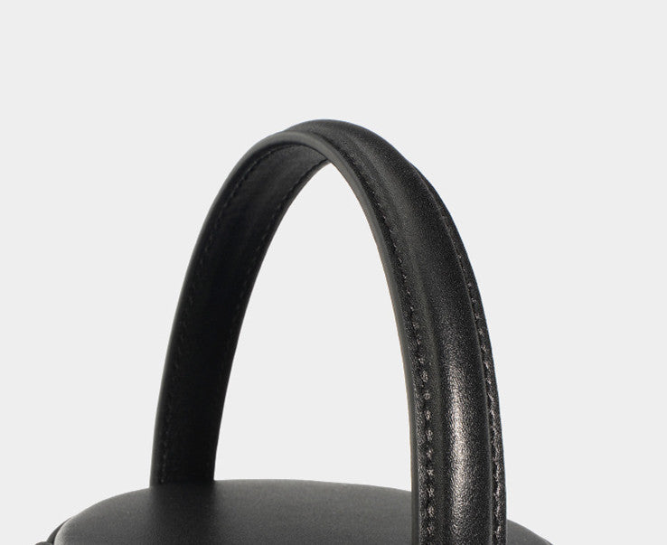 Stylish Ladies' Soft Leather Circular Mini Bucket Bag Crossbody Handbagwoyaza