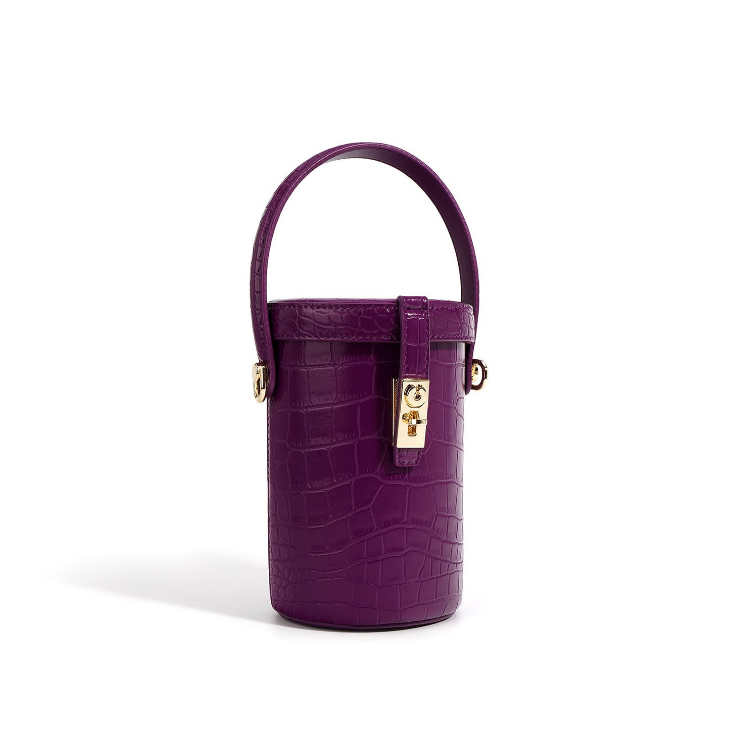 Modern Women's Genuine Leather Mini Circular Bucket Bag Crossbodywoyaza