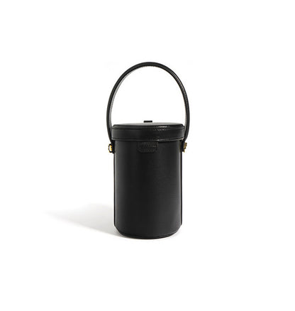 Chic Ladies' Soft Leather Cylinder Mini Bucket Bag Crossbody Shoulder Pursewoyaza
