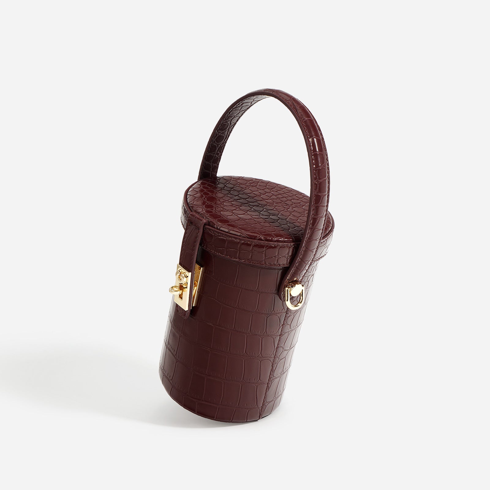 Stylish Women's Genuine Leather Mini Cylinder Bucket Bag Crossbodywoyaza