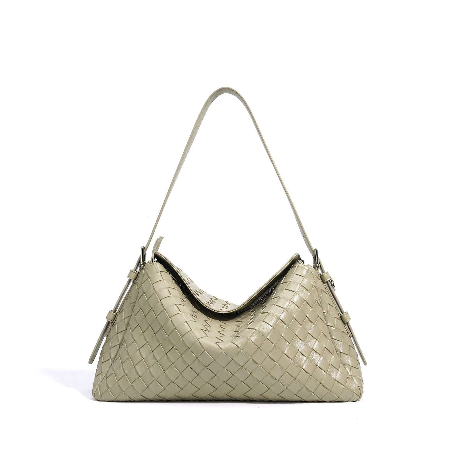 everyday leather bag with woven texture