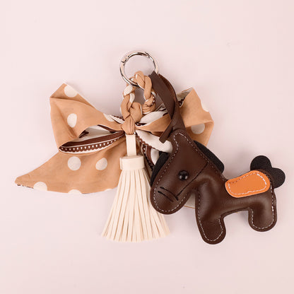 Scarf bow pendant for handbags with tassel detail