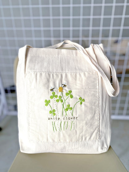 Eco-friendly floral embroidered cotton linen bag, a thoughtful gift for any occasion