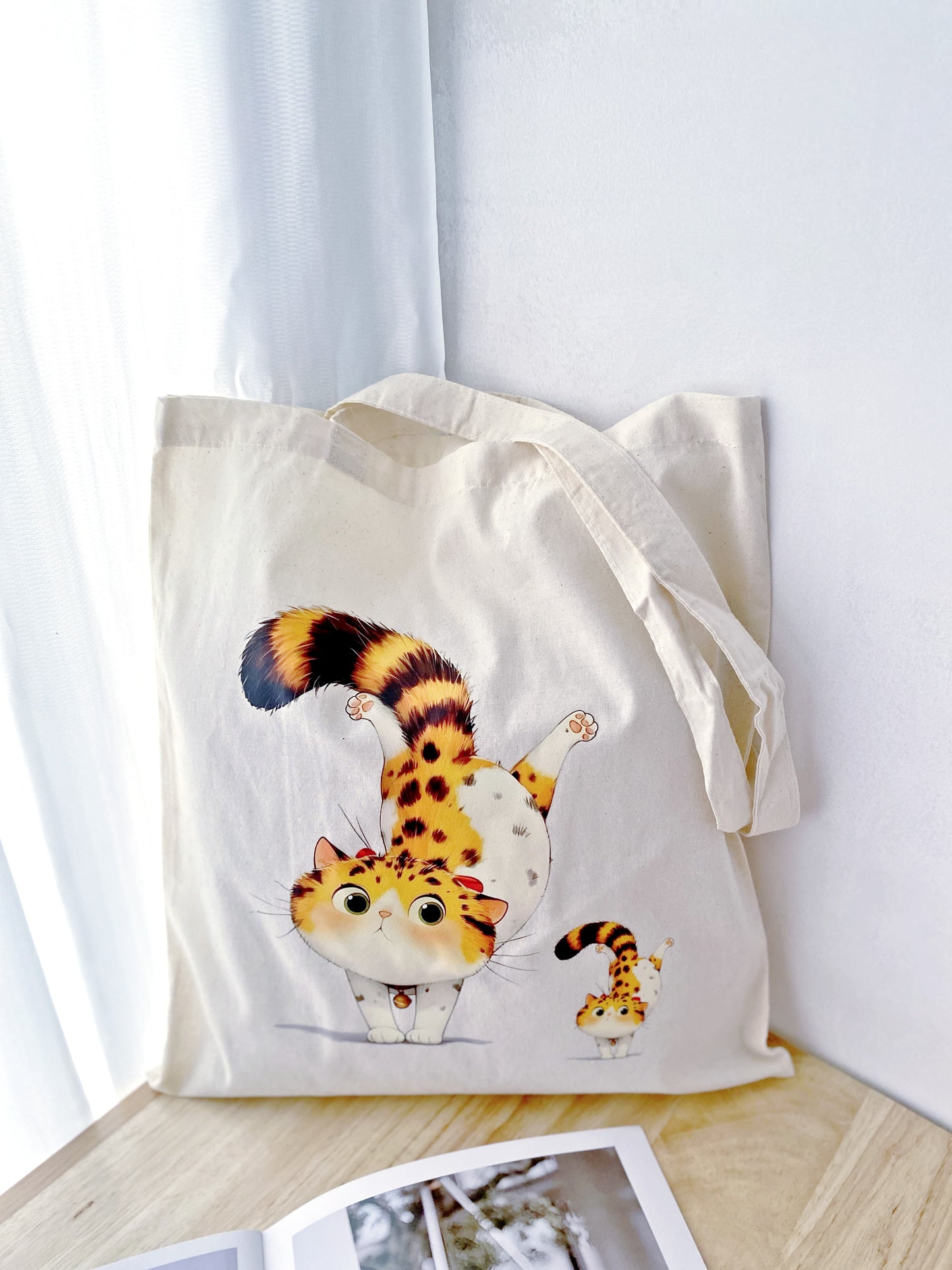 The ideal travel companion tote for carrying books, a laptop, and a water bottle.