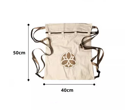 Traveler adjusting relaxed canvas backpack on hiking trail