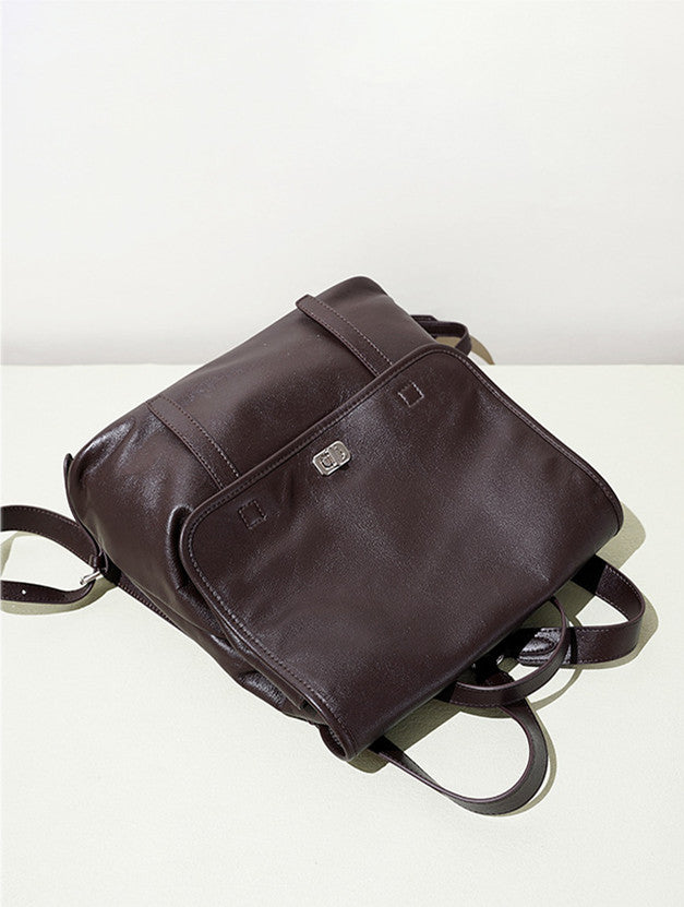 comfortable shoulder leather backpack for women