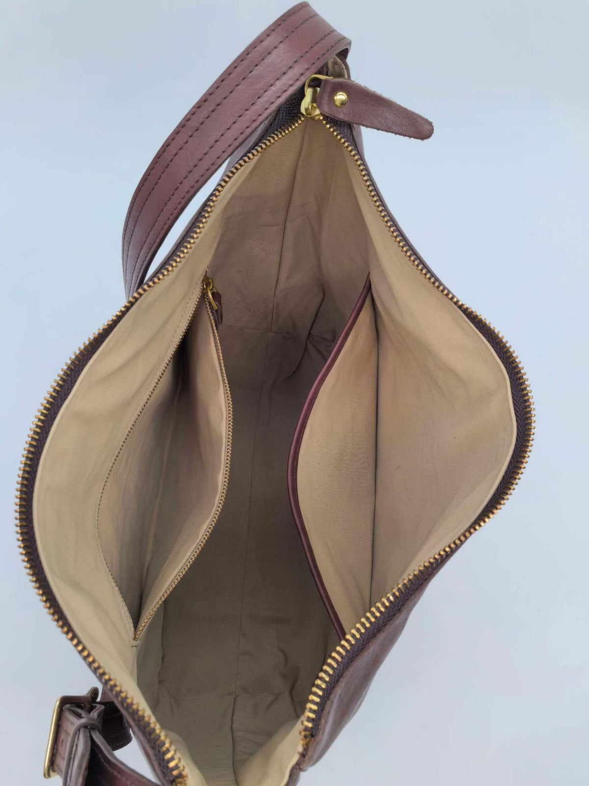 Leather purse styled for a museum visit and lunch in town