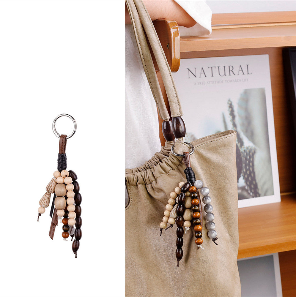 Detailed view of braided cord and irregular natural beads