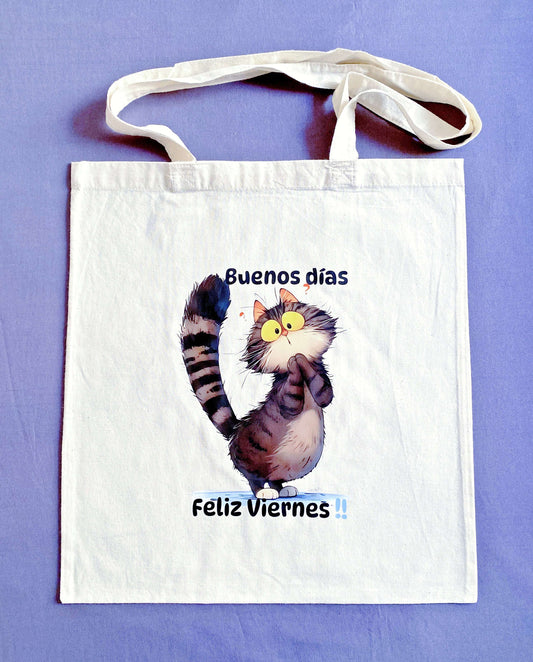 Birthday gift for cat moms: Hand-printed cotton tote bag that adds a warm, personal touch to any present.