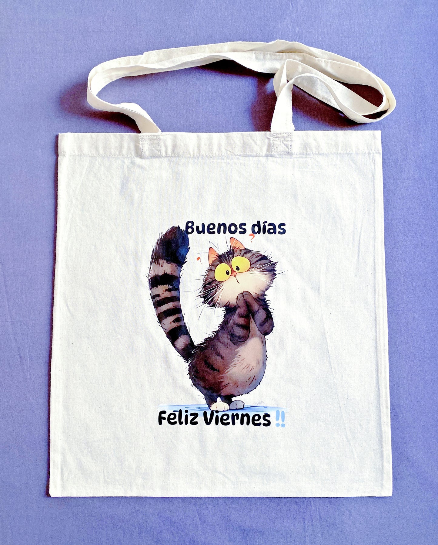 Birthday gift for cat moms: Hand-printed cotton tote bag that adds a warm, personal touch to any present.