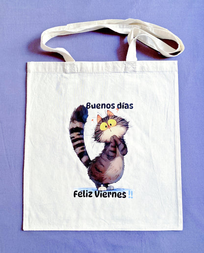 Birthday gift for cat moms: Hand-printed cotton tote bag that adds a warm, personal touch to any present.