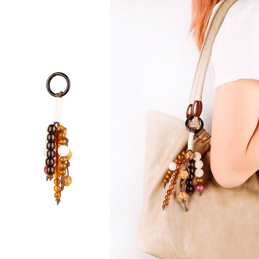 Casual boho charm clipped onto a fabric tote