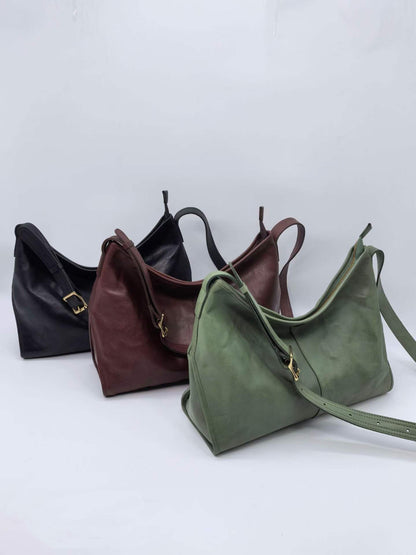 Roomy hobo handbag holding daily essentials for a shopping trip