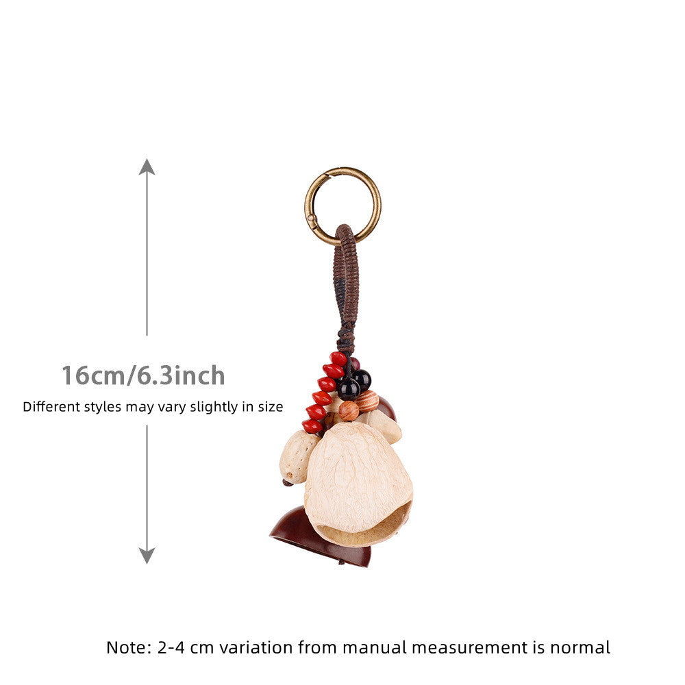 Tactile wood bead charm for handbags and totes