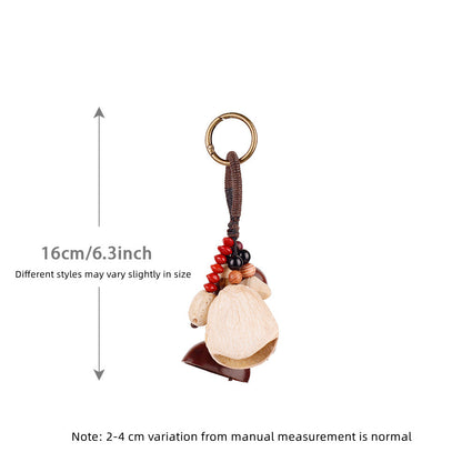 Tactile wood bead charm for handbags and totes