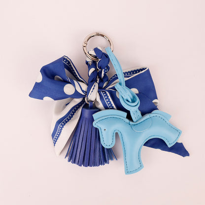 Navy scarf accessory for handbags and totes