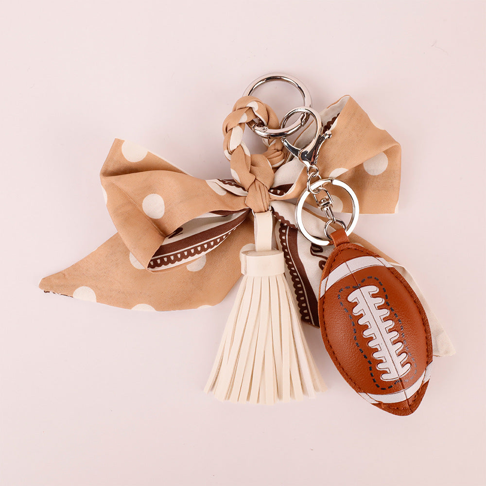 Soft khaki bag decoration with a handmade bow