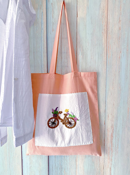 soft cotton shoulder tote with quiet embroidered detail for slow lifestyle outfits