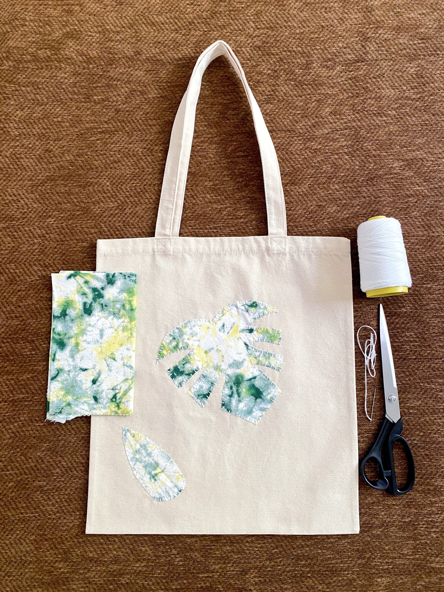Casual canvas shoulder tote with original fabric patchwork