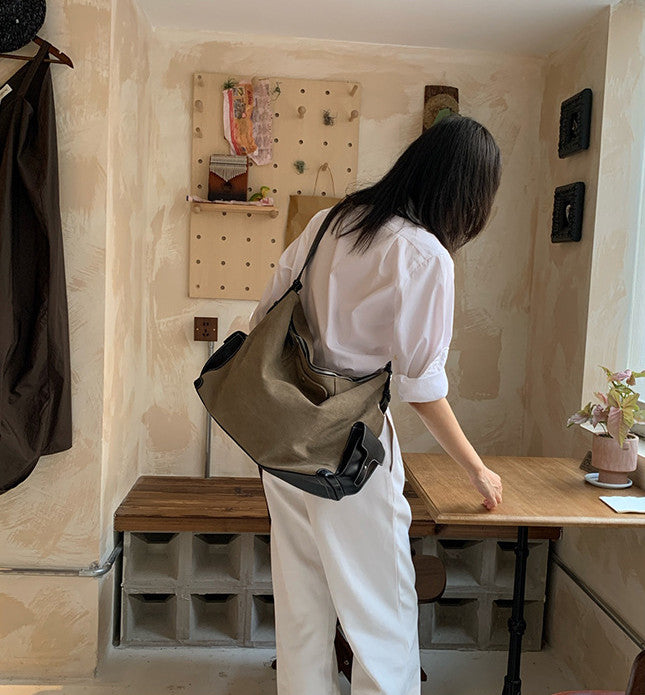Soft hobo tote carried over the shoulder for errands