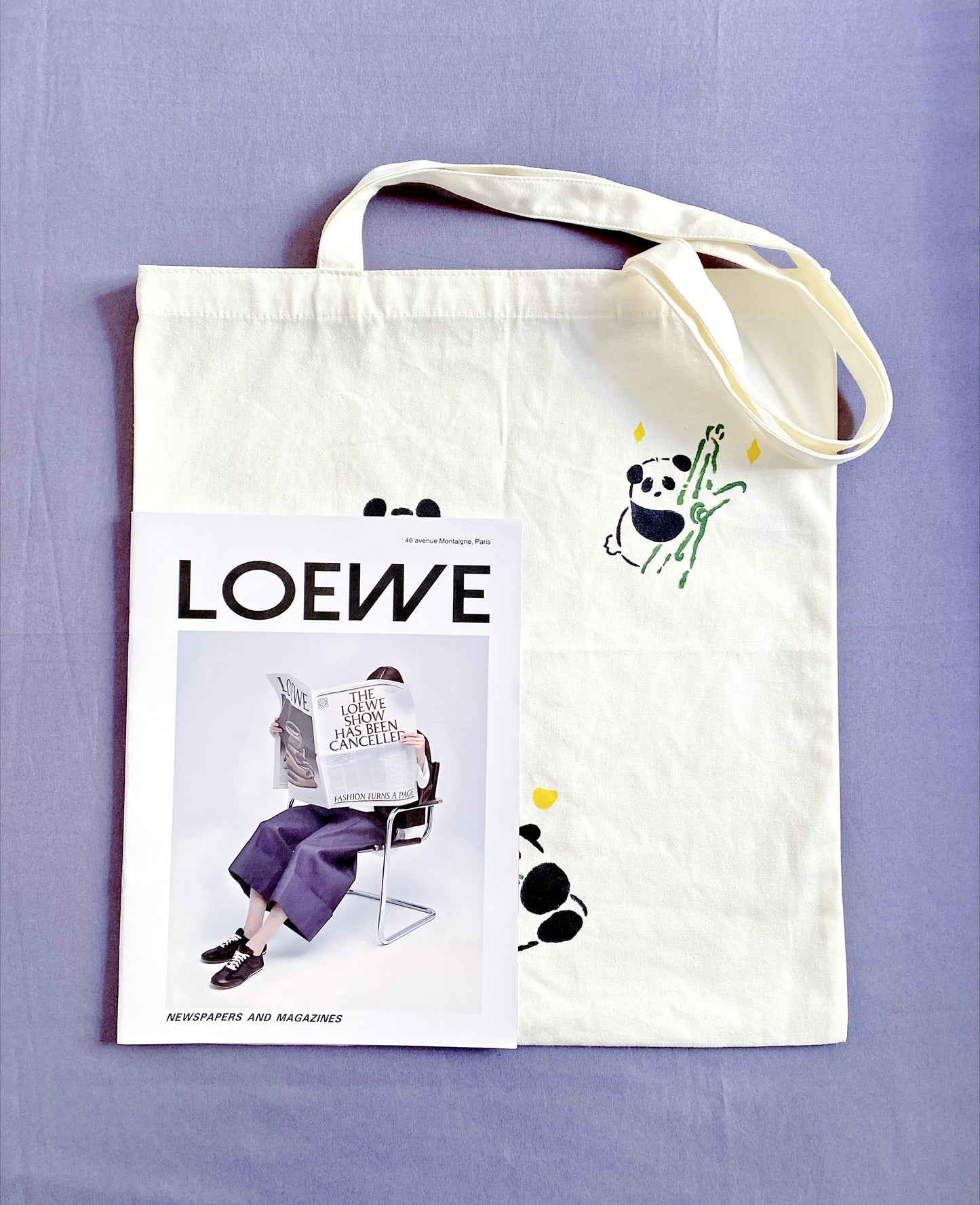 panda themed tote bag for animal lovers
