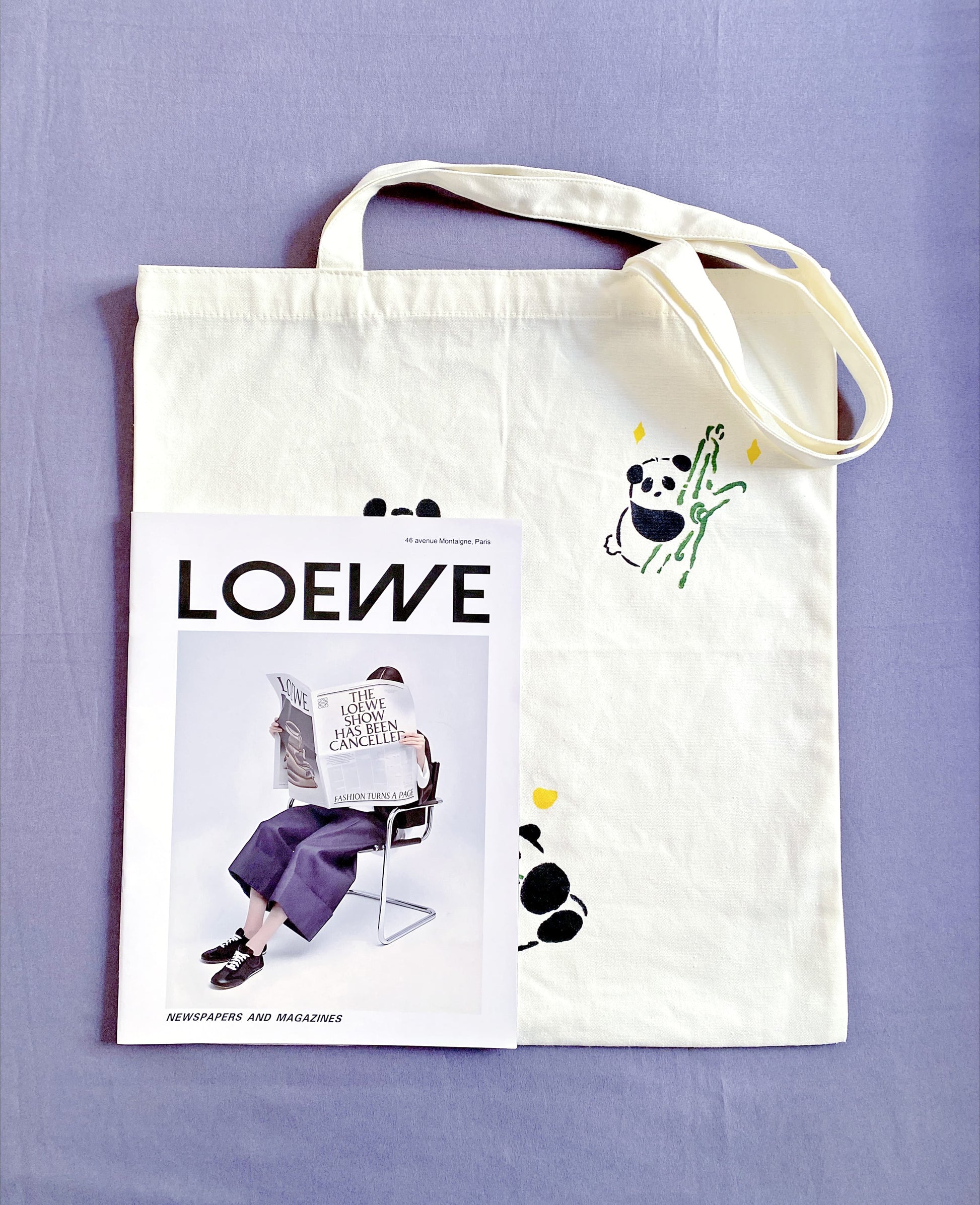 panda themed tote bag for animal lovers
