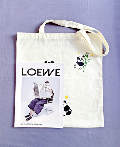 panda themed tote bag for animal lovers