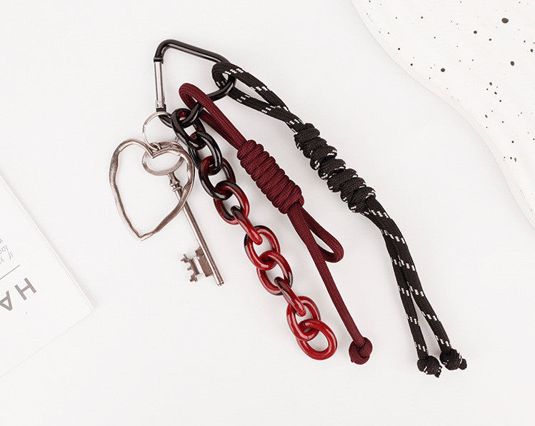 Lightweight outdoor style keychain attached to a gym duffle