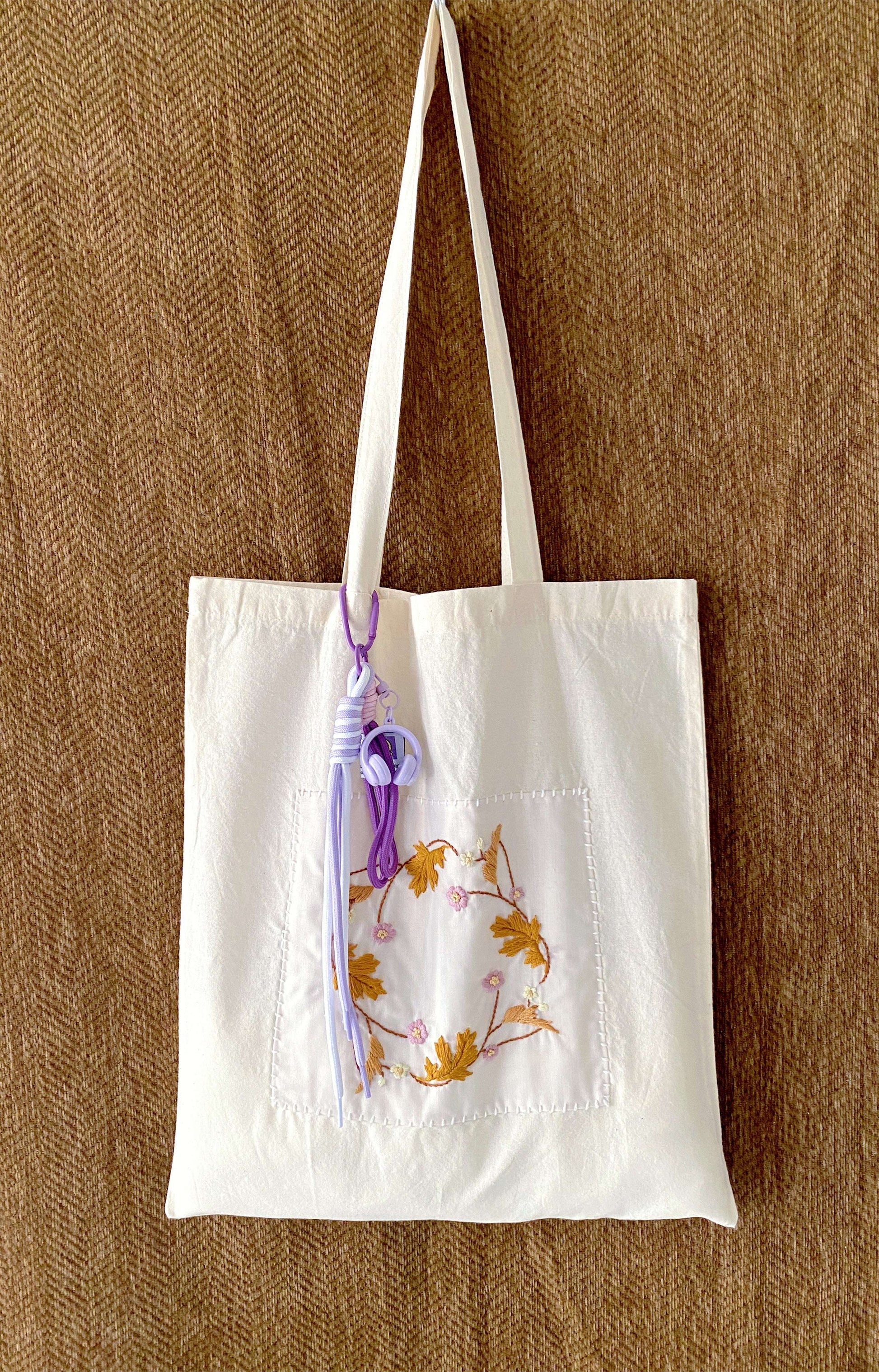 foldable cotton tote with handmade touch for holiday or seasonal gifting