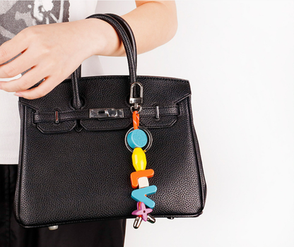 Custom initial keychain gift for aesthetic bag lovers