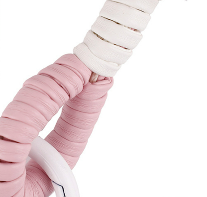 Pink bead bag accessory with a fresh handmade look