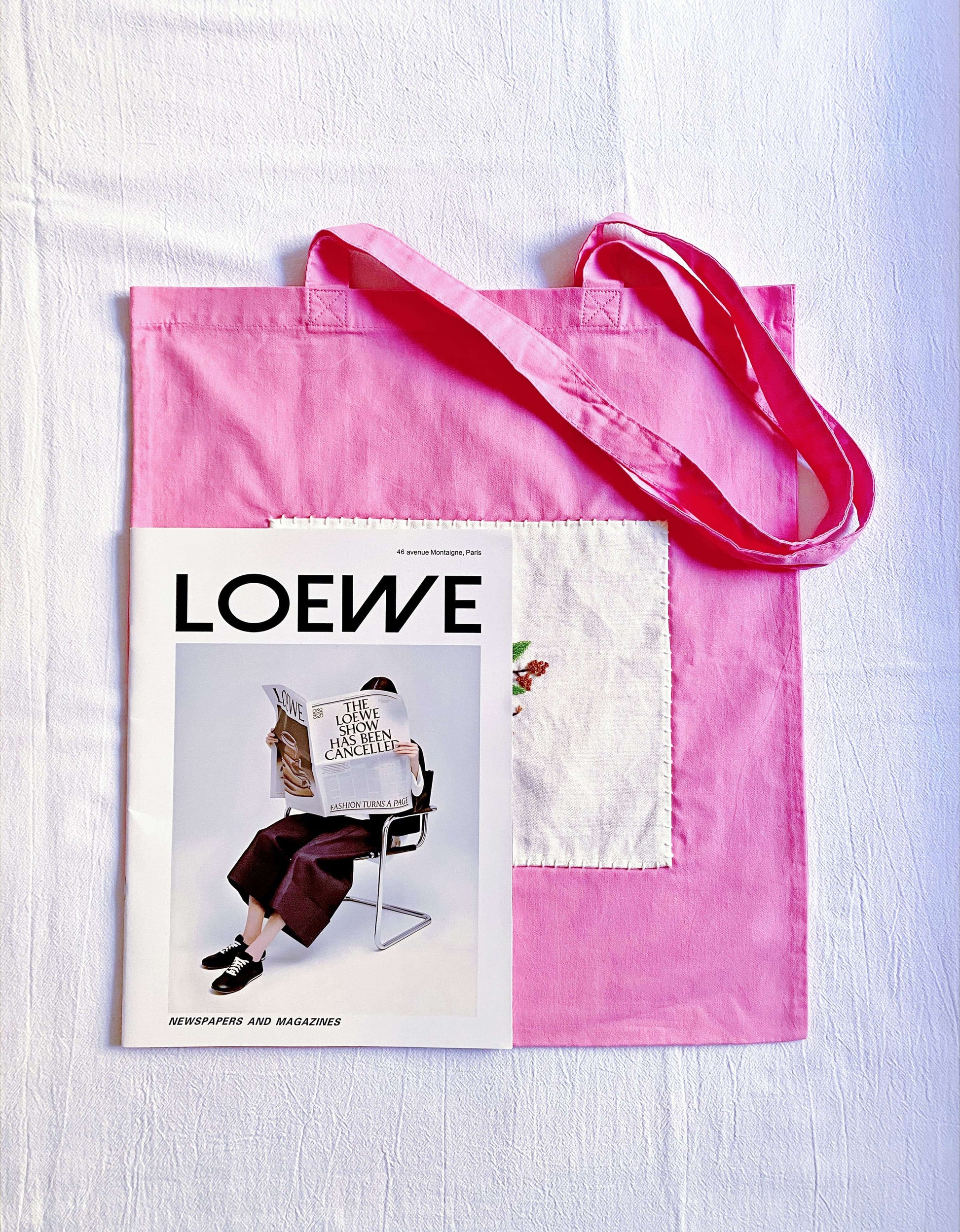 Eco-conscious rose pink tote with intricate floral embroidery, making it not just a fashion statement but also a perfect gift for someone who loves unique, handmade accessories.