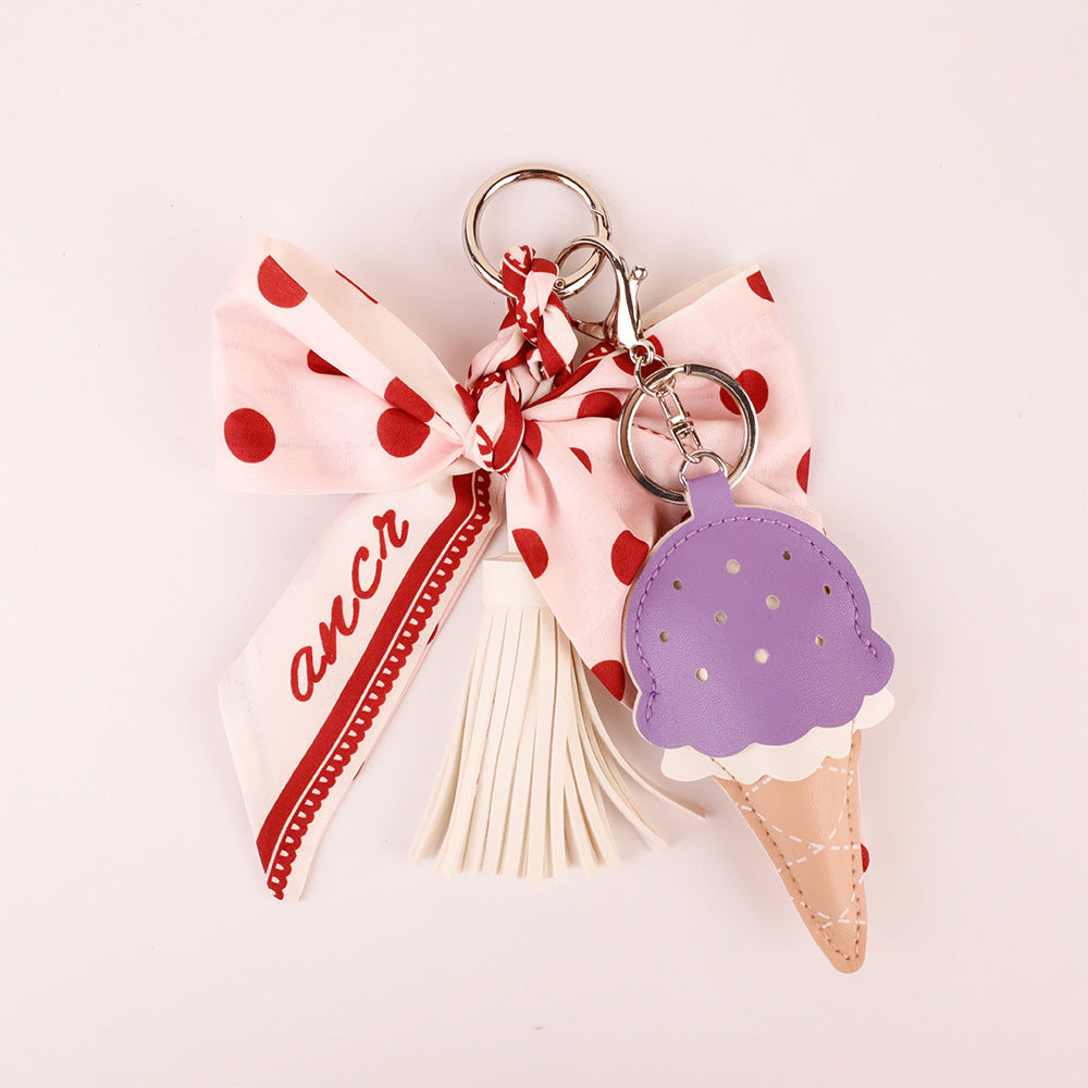 Pink polka dot bag charm for a holiday stocking gift