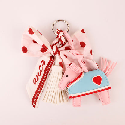 Scarf bow keychain for gifting to a handbag lover