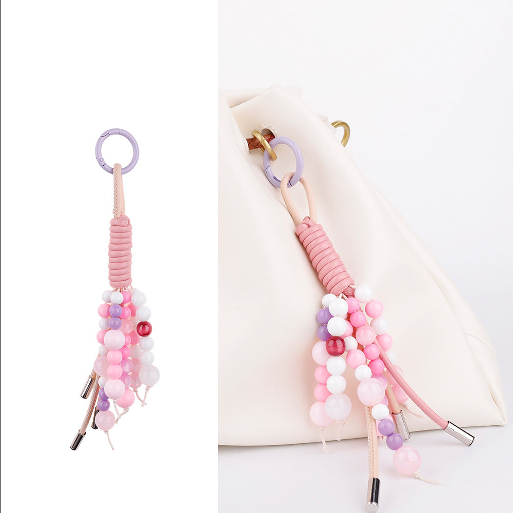 Pink jade bead hanger as a thoughtful handmade gift