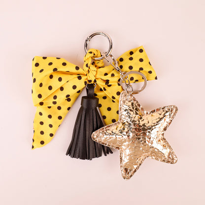 Yellow bow tassel keychain for everyday accessories