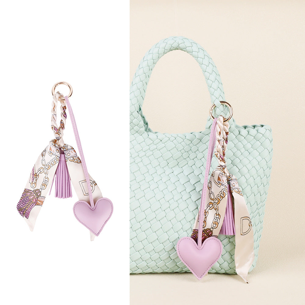 Handmade heart bag pendant with PU tassel