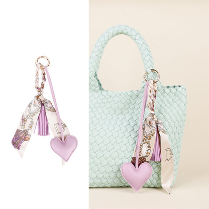 Handmade heart bag pendant with PU tassel