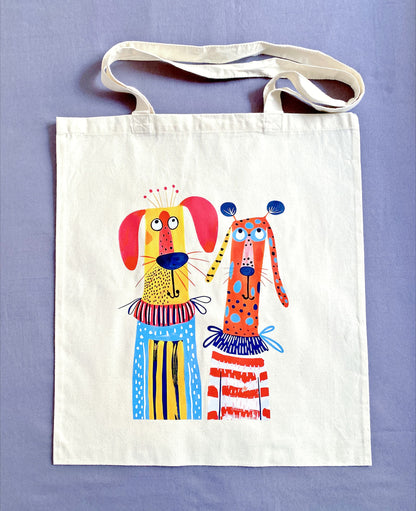 eco-friendly shoulder bag for weekend errands with puppy design