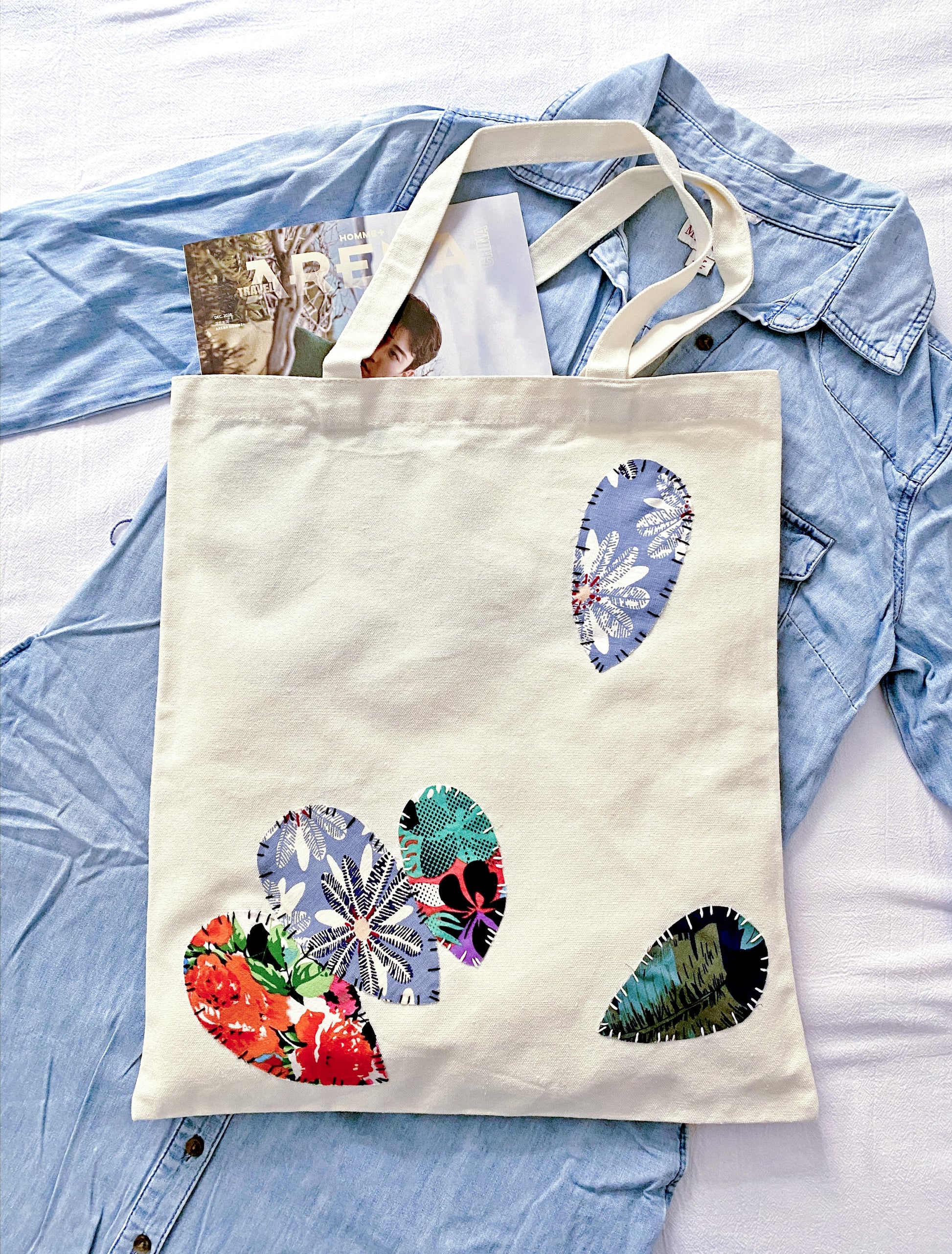 Sustainable gift idea for craft lovers featuring authentic hand-sewn patchwork accents.