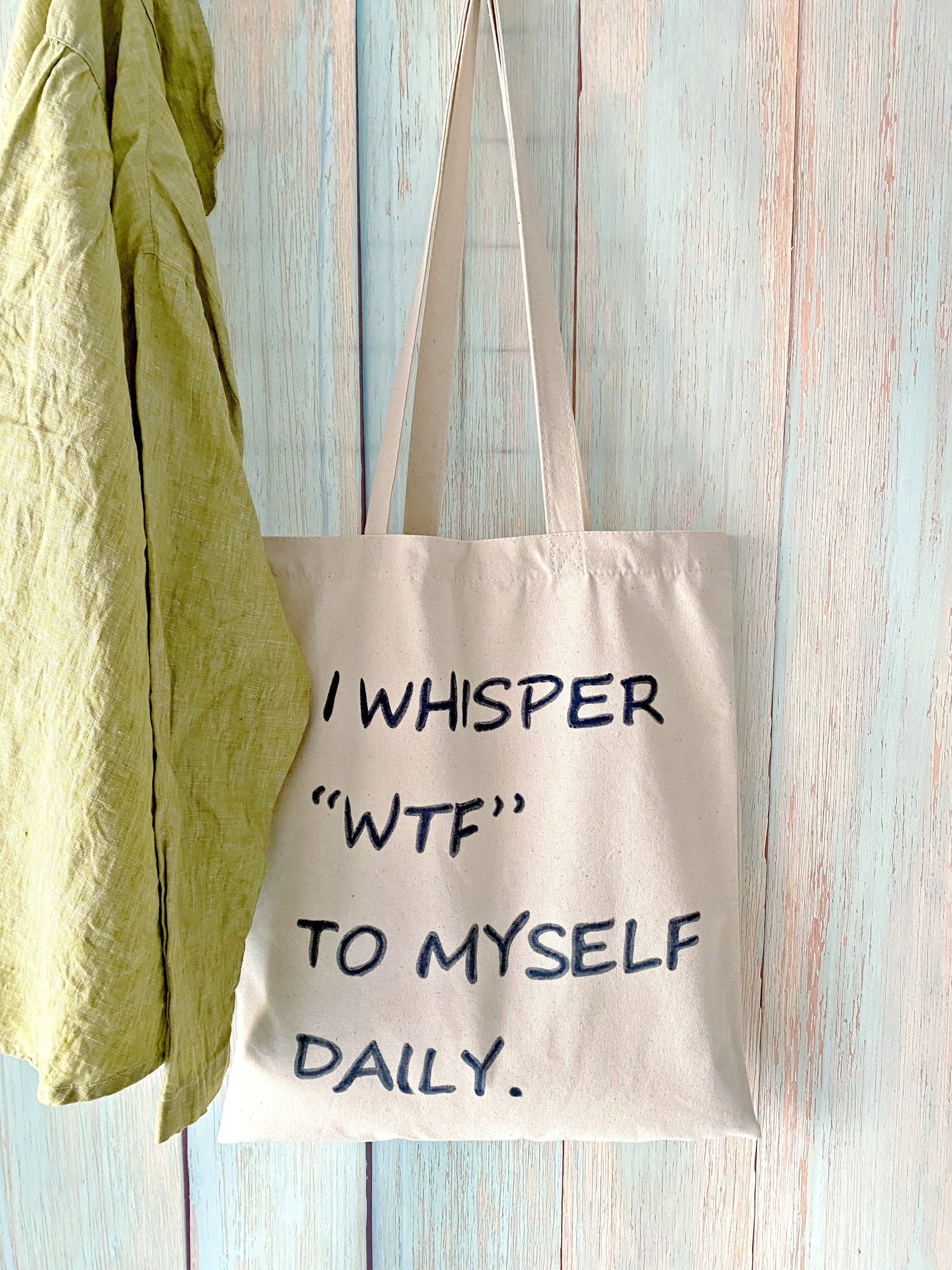 hand-lettered cotton tote for eco-conscious shoppers and minimalist style