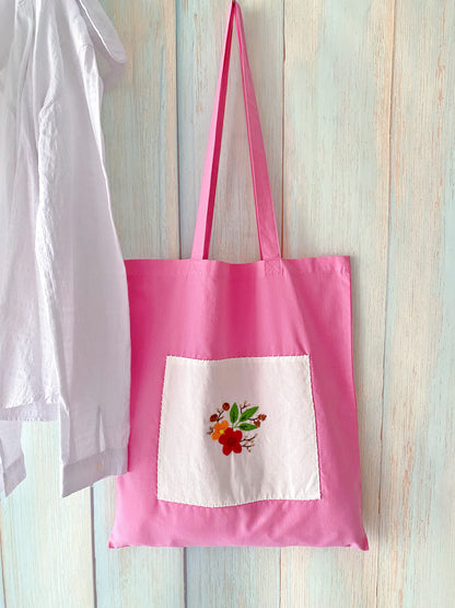 Embroidered tote prepared for a bridesmaid thank-you