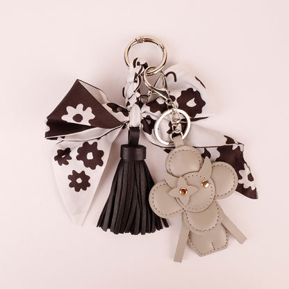 Stylish monochrome silk bow purse charm for purse customization