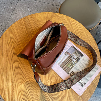 Premium Leather Round Crossbody Bag for Fashionistas woyaza