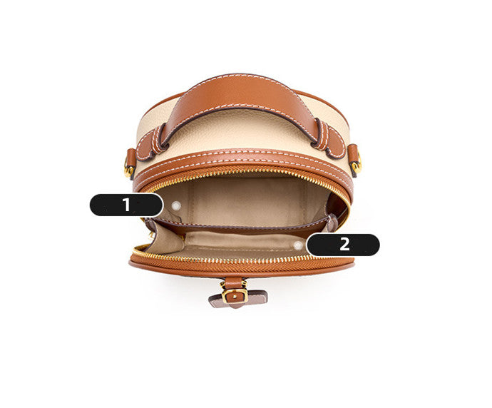 Sleek Leather Round Shoulder Bag